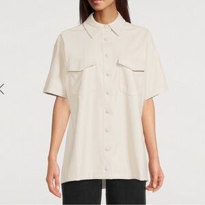 Good American faux leather resort shirt